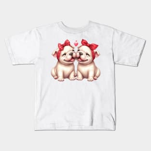 Valentine Bulldog Couple Kids T-Shirt